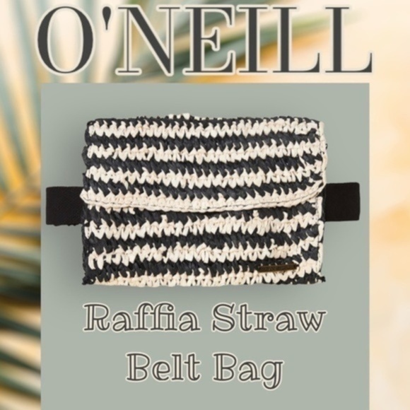 O'NEILL Black-Off White Raffia Straw Approx 43”L Belt/Shoulder Bag NWT/OS - Picture 1 of 7